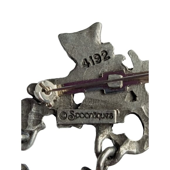 Spoontiques Pin Art I Love Cats Brooch Dangle Kittens Signed Numbered 4193 - Picture 3 of 6